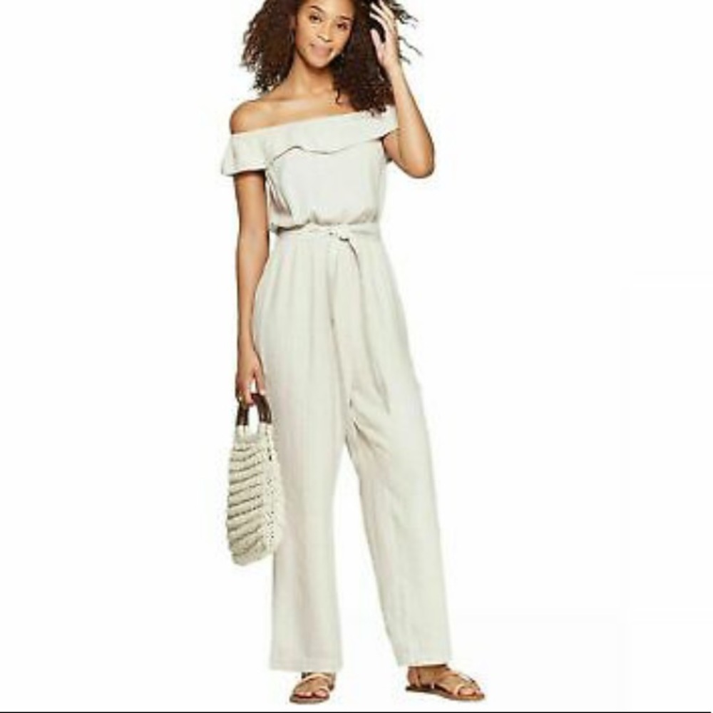 Universal Thread Off Shoulder Striped Jumpsuit